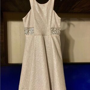 Elegant Beige Kids Dress with Sparkling Accents